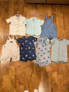 Mixed Baby Boy Outfit Bundle - Stripes, Denim & Dino Prints